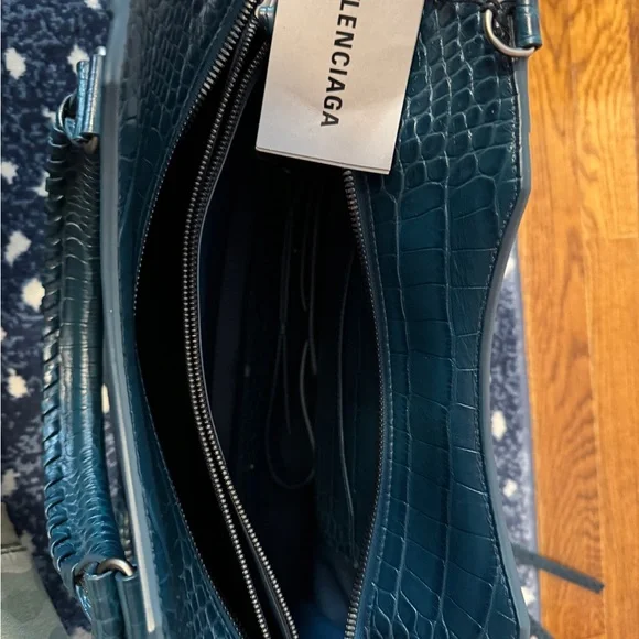 Balenciaga Elegant Crocodile-Embossed Blue Handbag NWT - Picture 8 of 16